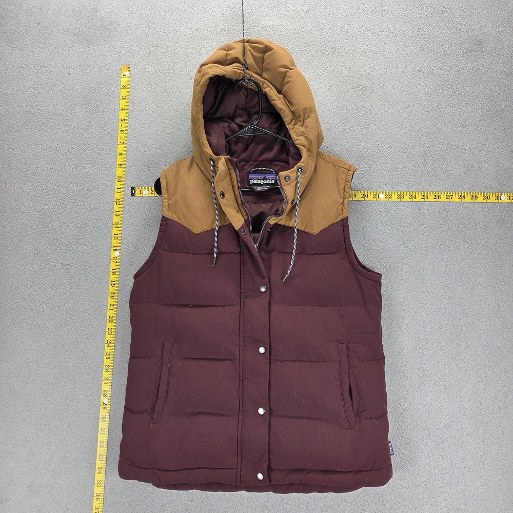 Patagonia Vest Womens Large Red Bivy Hooded Puffer Insulated Full Zip Down